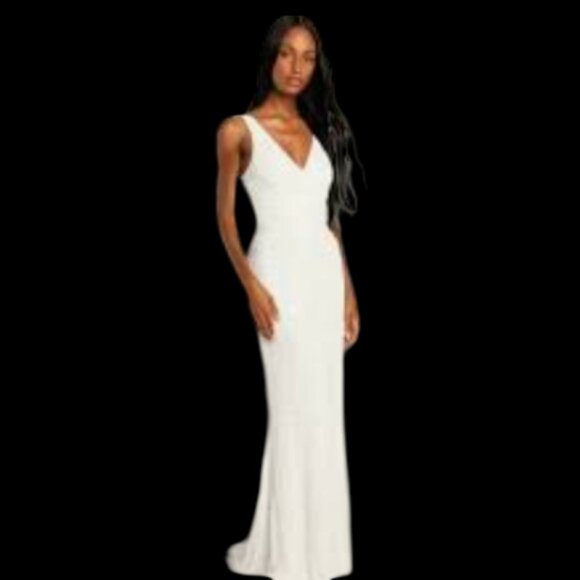 Lulus Simple Romance Vintage Style Beaded Mermaid White Wedding Dress Sz L NWOT - Picture 4 of 9